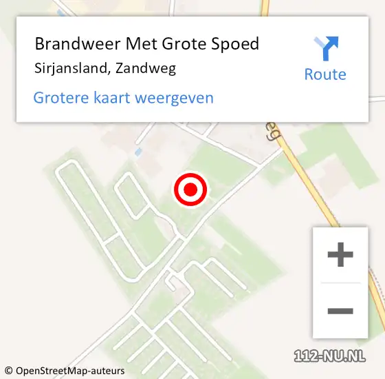 Locatie op kaart van de 112 melding: Brandweer Met Grote Spoed Naar Sirjansland, Zandweg op 6 juni 2024 19:32