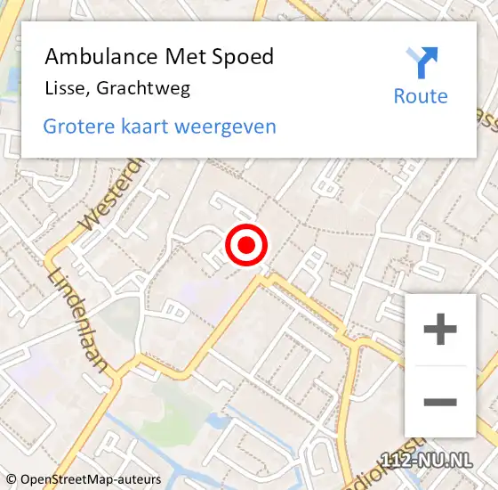 Locatie op kaart van de 112 melding: Ambulance Met Spoed Naar Lisse, Grachtweg op 6 juni 2024 20:04