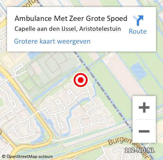 Locatie op kaart van de 112 melding: Ambulance Met Zeer Grote Spoed Naar Capelle aan den IJssel, Aristotelestuin op 6 juni 2024 20:05