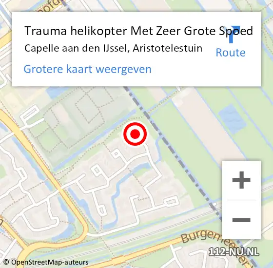 Locatie op kaart van de 112 melding: Trauma helikopter Met Zeer Grote Spoed Naar Capelle aan den IJssel, Aristotelestuin op 6 juni 2024 20:07