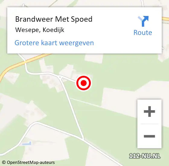 Locatie op kaart van de 112 melding: Brandweer Met Spoed Naar Wesepe, Koedijk op 6 juni 2024 20:13