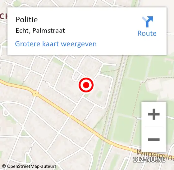 Locatie op kaart van de 112 melding: Politie Echt, Palmstraat op 6 juni 2024 20:32