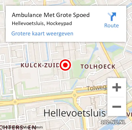 Locatie op kaart van de 112 melding: Ambulance Met Grote Spoed Naar Hellevoetsluis, Hockeypad op 6 juni 2024 20:47