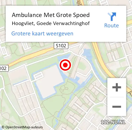 Locatie op kaart van de 112 melding: Ambulance Met Grote Spoed Naar Hoogvliet, Goede Verwachtinghof op 6 juni 2024 21:08