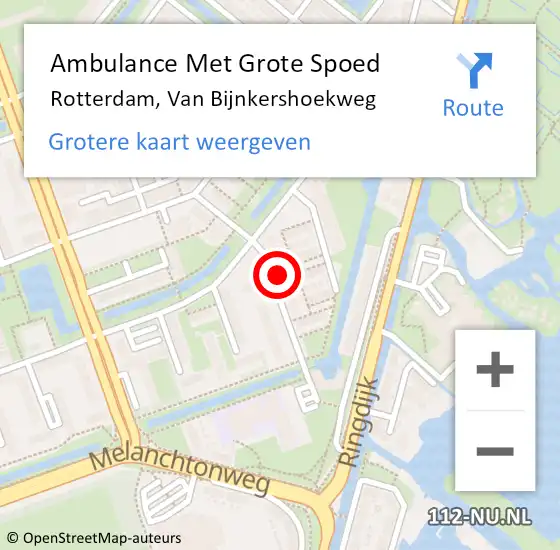 Locatie op kaart van de 112 melding: Ambulance Met Grote Spoed Naar Rotterdam, Van Bijnkershoekweg op 6 juni 2024 21:16