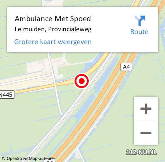 Locatie op kaart van de 112 melding: Ambulance Met Spoed Naar Leimuiden, Provincialeweg op 6 juni 2024 21:40