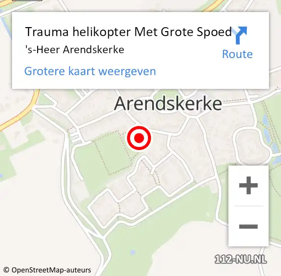 Locatie op kaart van de 112 melding: Trauma helikopter Met Grote Spoed Naar 's-Heer Arendskerke op 6 juni 2024 21:42