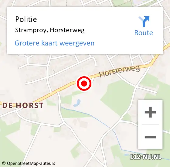 Locatie op kaart van de 112 melding: Politie Stramproy, Horsterweg op 6 juni 2024 21:47