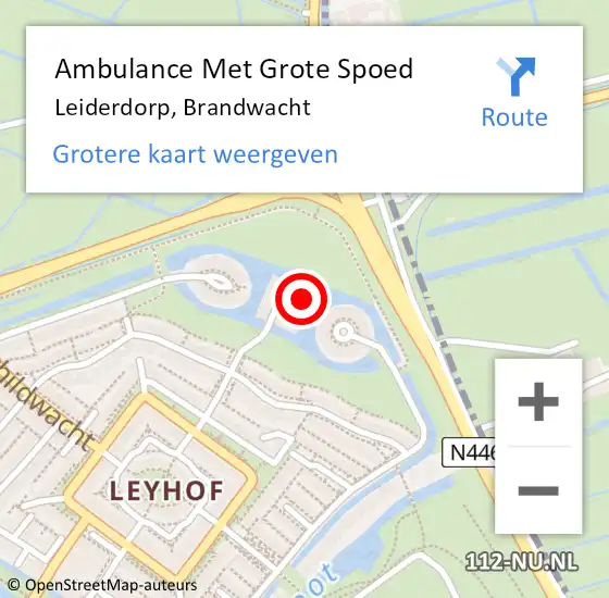 Locatie op kaart van de 112 melding: Ambulance Met Grote Spoed Naar Leiderdorp, Brandwacht op 6 juni 2024 22:36