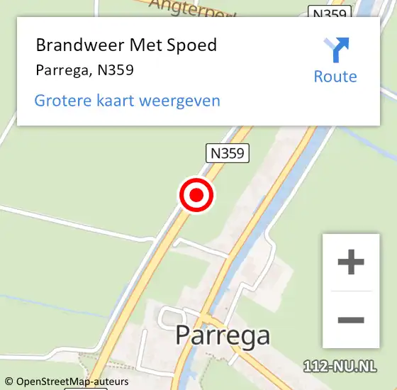 Locatie op kaart van de 112 melding: Brandweer Met Spoed Naar Parrega, N359 op 8 oktober 2014 15:36