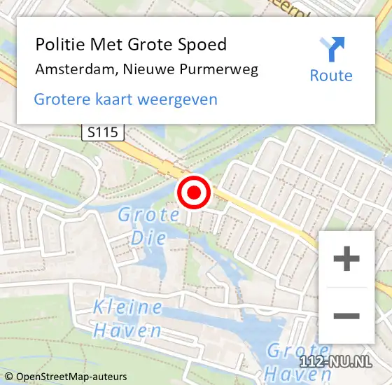 Locatie op kaart van de 112 melding: Politie Met Grote Spoed Naar Amsterdam, Nieuwe Purmerweg op 6 juni 2024 22:59