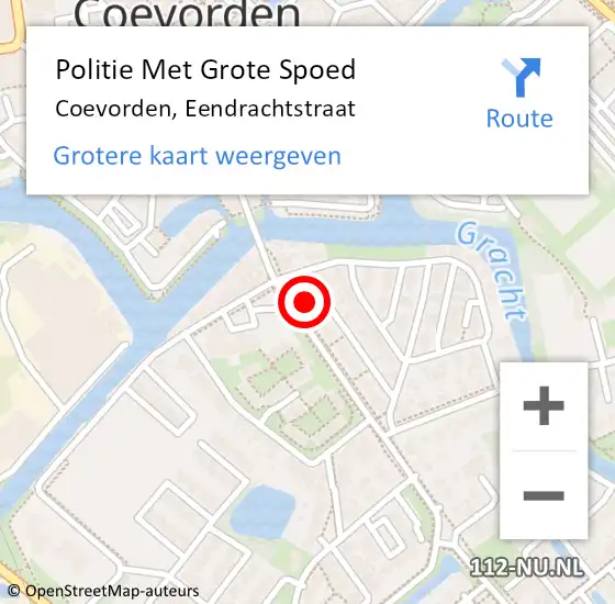 Locatie op kaart van de 112 melding: Politie Met Grote Spoed Naar Coevorden, Eendrachtstraat op 6 juni 2024 23:00