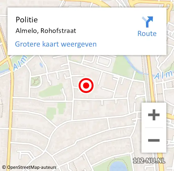 Locatie op kaart van de 112 melding: Politie Almelo, Rohofstraat op 6 juni 2024 23:16