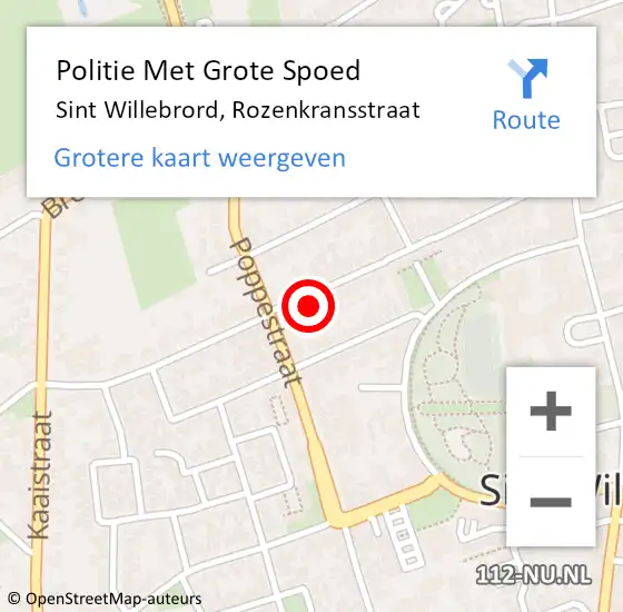 Locatie op kaart van de 112 melding: Politie Met Grote Spoed Naar Sint Willebrord, Rozenkransstraat op 6 juni 2024 23:30