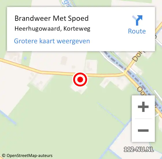 Locatie op kaart van de 112 melding: Brandweer Met Spoed Naar Heerhugowaard, Korteweg op 6 juni 2024 23:34