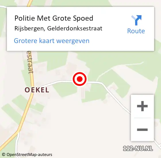 Locatie op kaart van de 112 melding: Politie Met Grote Spoed Naar Rijsbergen, Gelderdonksestraat op 7 juni 2024 00:02