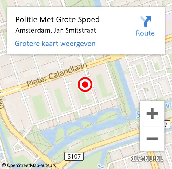 Locatie op kaart van de 112 melding: Politie Met Grote Spoed Naar Amsterdam, Jan Smitstraat op 7 juni 2024 00:03