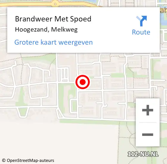 Locatie op kaart van de 112 melding: Brandweer Met Spoed Naar Hoogezand, Melkweg op 7 juni 2024 00:03