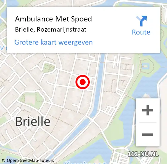 Locatie op kaart van de 112 melding: Ambulance Met Spoed Naar Brielle, Rozemarijnstraat op 7 juni 2024 00:19