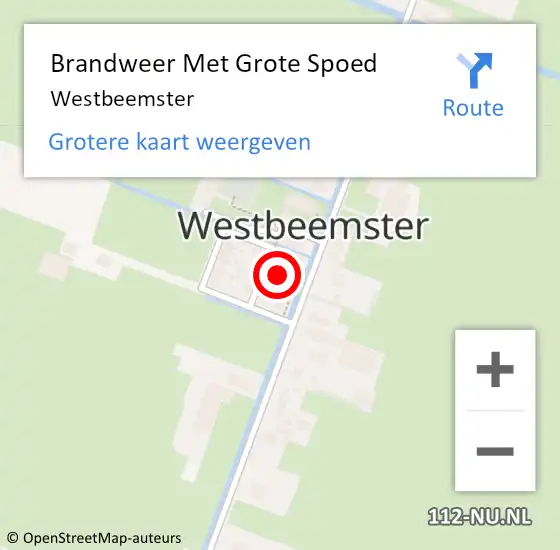 Locatie op kaart van de 112 melding: Brandweer Met Grote Spoed Naar Westbeemster op 7 juni 2024 00:35