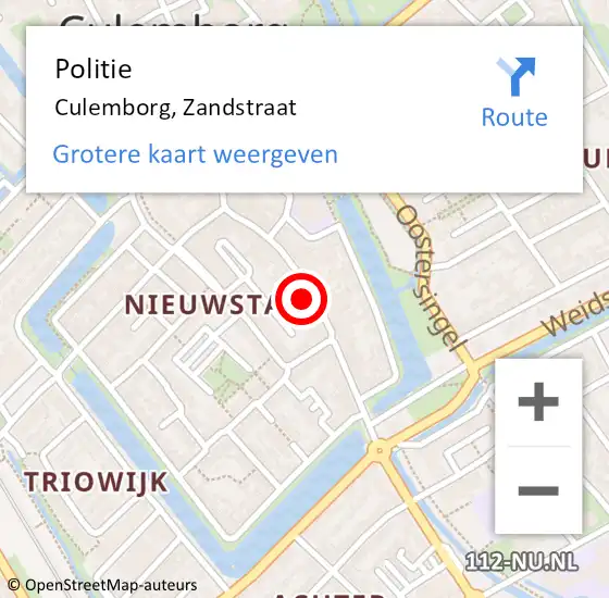 Locatie op kaart van de 112 melding: Politie Culemborg, Zandstraat op 7 juni 2024 00:58