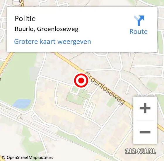 Locatie op kaart van de 112 melding: Politie Ruurlo, Groenloseweg op 7 juni 2024 02:41