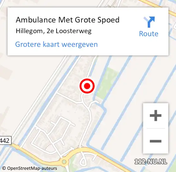 Locatie op kaart van de 112 melding: Ambulance Met Grote Spoed Naar Hillegom, 2e Loosterweg op 7 juni 2024 04:03