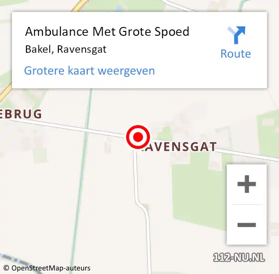 Locatie op kaart van de 112 melding: Ambulance Met Grote Spoed Naar Bakel, Ravensgat op 8 oktober 2014 15:49