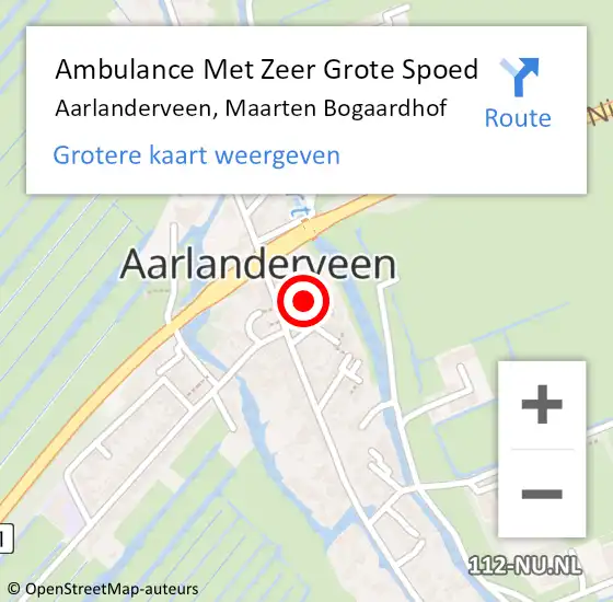 Locatie op kaart van de 112 melding: Ambulance Met Zeer Grote Spoed Naar Aarlanderveen, Maarten Bogaardhof op 7 juni 2024 06:26