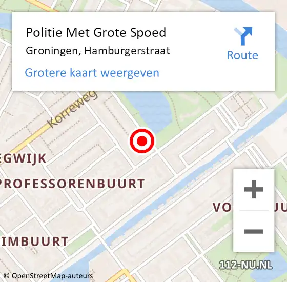 Locatie op kaart van de 112 melding: Politie Met Grote Spoed Naar Groningen, Hamburgerstraat op 7 juni 2024 07:12