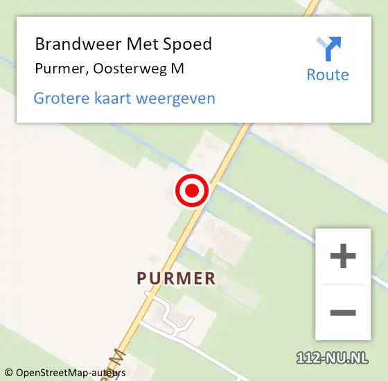 Locatie op kaart van de 112 melding: Brandweer Met Spoed Naar Purmer, Oosterweg M op 7 juni 2024 07:46