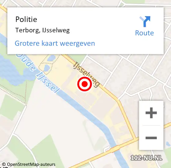 Locatie op kaart van de 112 melding: Politie Terborg, IJsselweg op 7 juni 2024 08:17