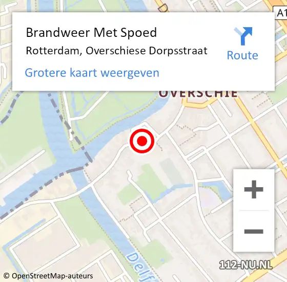 Locatie op kaart van de 112 melding: Brandweer Met Spoed Naar Rotterdam, Overschiese Dorpsstraat op 7 juni 2024 08:20