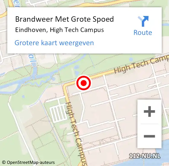 Locatie op kaart van de 112 melding: Brandweer Met Grote Spoed Naar Eindhoven, High Tech Campus op 7 juni 2024 08:26