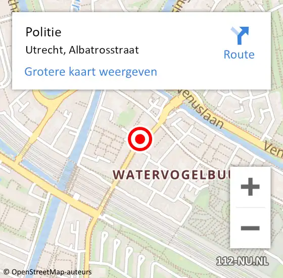 Locatie op kaart van de 112 melding: Politie Utrecht, Albatrosstraat op 7 juni 2024 08:27