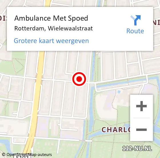 Locatie op kaart van de 112 melding: Ambulance Met Spoed Naar Rotterdam, Wielewaalstraat op 7 juni 2024 08:34