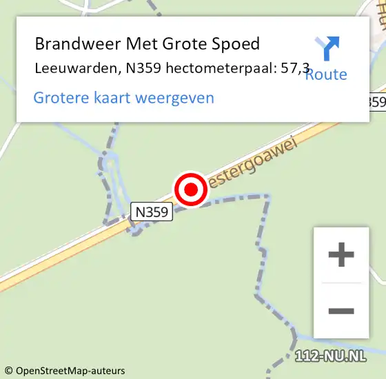 Locatie op kaart van de 112 melding: Brandweer Met Grote Spoed Naar Leeuwarden, N359 hectometerpaal: 57,3 op 7 juni 2024 09:06