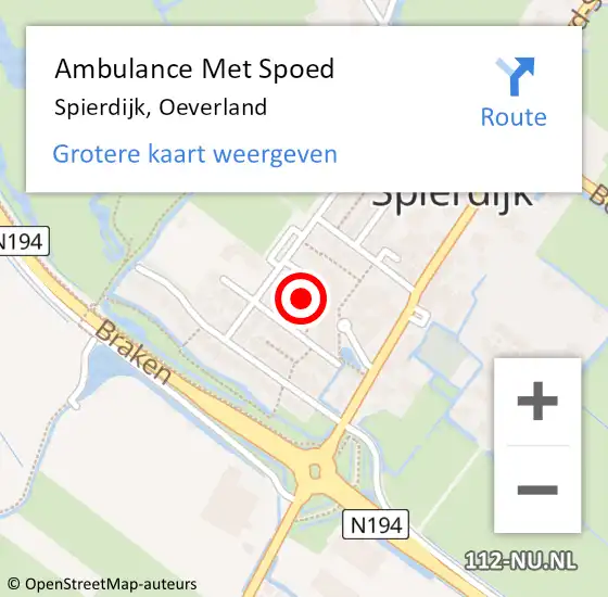 Locatie op kaart van de 112 melding: Ambulance Met Spoed Naar Spierdijk, Oeverland op 7 juni 2024 09:06