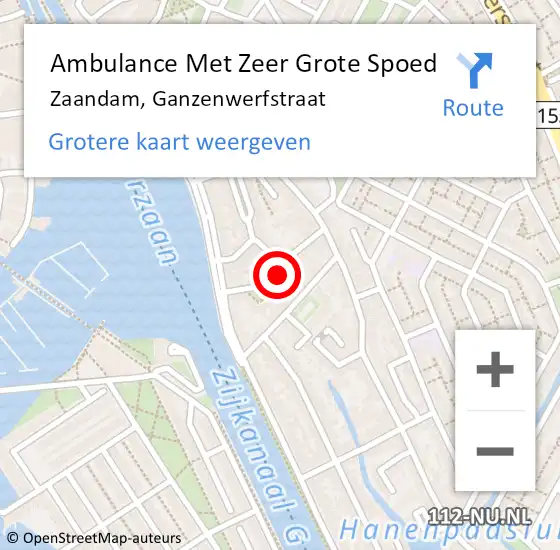 Locatie op kaart van de 112 melding: Ambulance Met Zeer Grote Spoed Naar Zaandam, Ganzenwerfstraat op 7 juni 2024 09:43