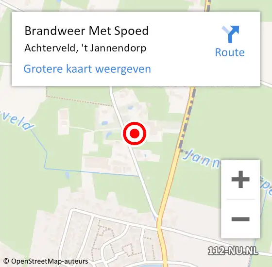 Locatie op kaart van de 112 melding: Brandweer Met Spoed Naar Achterveld, 't Jannendorp op 7 juni 2024 09:46