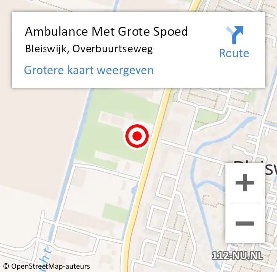 Locatie op kaart van de 112 melding: Ambulance Met Grote Spoed Naar Bleiswijk, Overbuurtseweg op 7 juni 2024 09:47