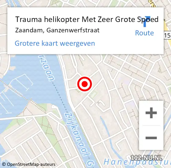 Locatie op kaart van de 112 melding: Trauma helikopter Met Zeer Grote Spoed Naar Zaandam, Ganzenwerfstraat op 7 juni 2024 09:50