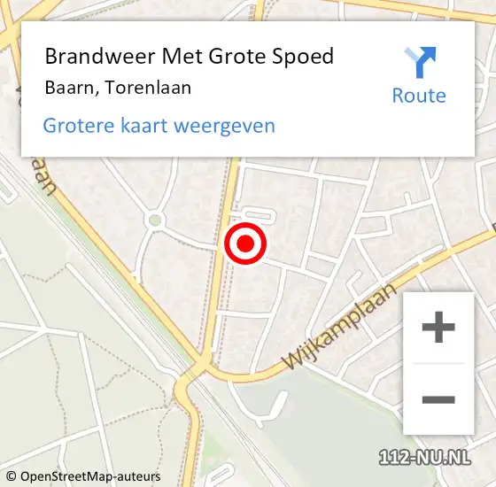 Locatie op kaart van de 112 melding: Brandweer Met Grote Spoed Naar Baarn, Torenlaan op 7 juni 2024 09:53