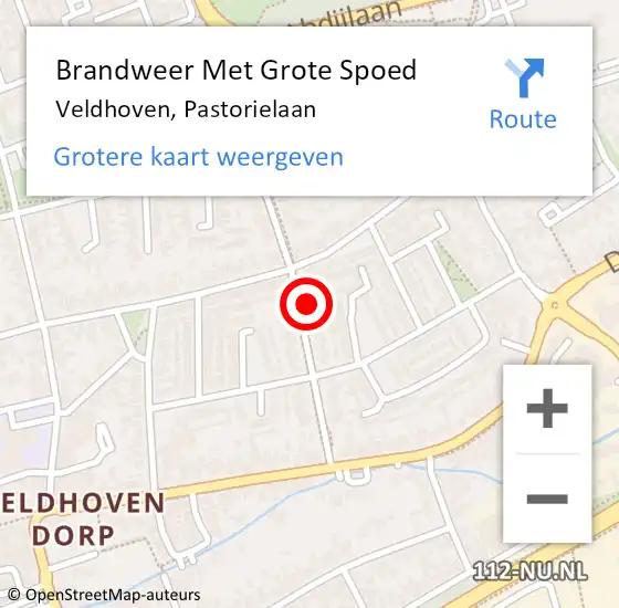 Locatie op kaart van de 112 melding: Brandweer Met Grote Spoed Naar Veldhoven, Pastorielaan op 7 juni 2024 10:08
