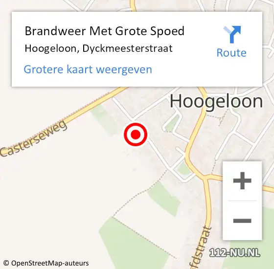 Locatie op kaart van de 112 melding: Brandweer Met Grote Spoed Naar Hoogeloon, Dyckmeesterstraat op 7 juni 2024 10:19