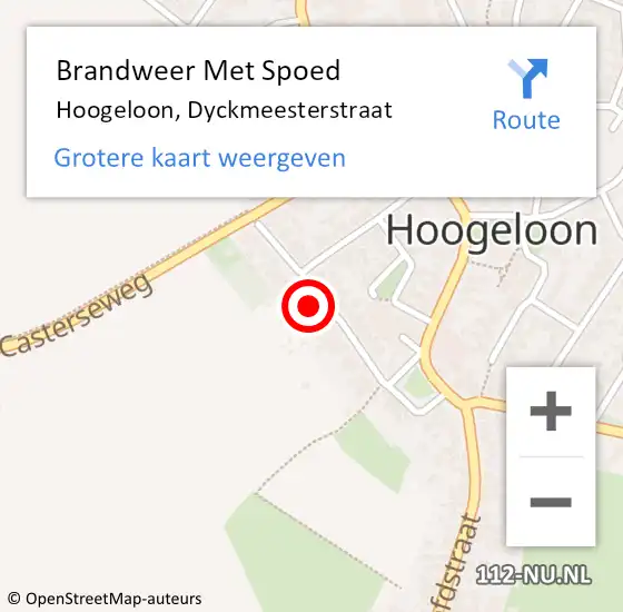 Locatie op kaart van de 112 melding: Brandweer Met Spoed Naar Hoogeloon, Dyckmeesterstraat op 7 juni 2024 10:25