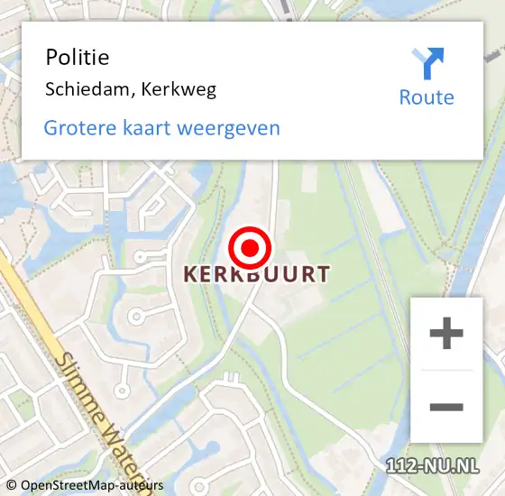 Locatie op kaart van de 112 melding: Politie Schiedam, Kerkweg op 7 juni 2024 10:26