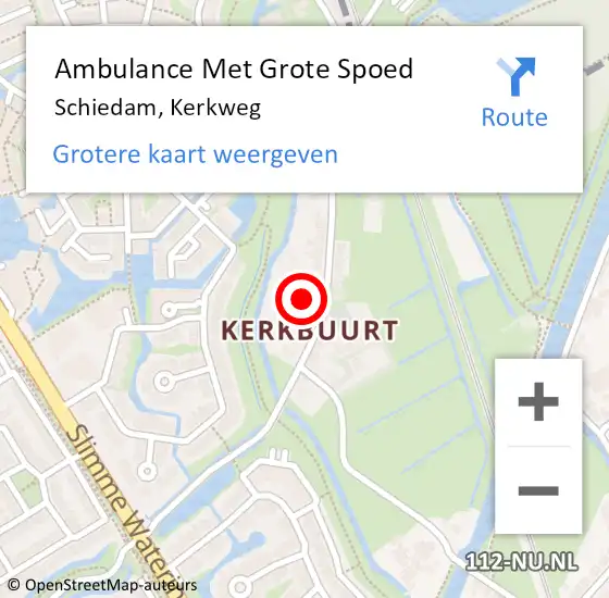 Locatie op kaart van de 112 melding: Ambulance Met Grote Spoed Naar Schiedam, Kerkweg op 7 juni 2024 10:26