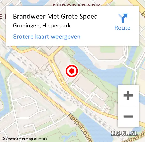 Locatie op kaart van de 112 melding: Brandweer Met Grote Spoed Naar Groningen, Helperpark op 7 juni 2024 10:27