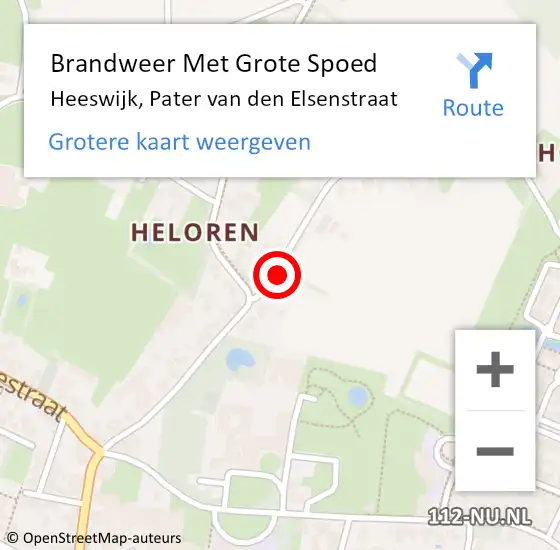 Locatie op kaart van de 112 melding: Brandweer Met Grote Spoed Naar Heeswijk, Pater van den Elsenstraat op 7 juni 2024 10:33